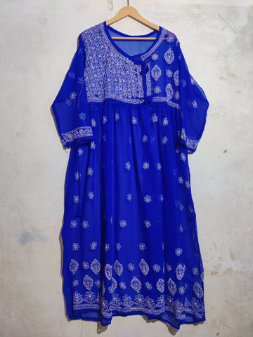 Royal Blue Chikankari Embroidered Maxi