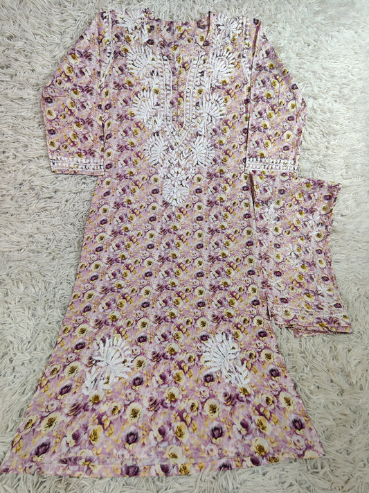 Lavender Bloom Chikankari 2-Piece Lawn Suit