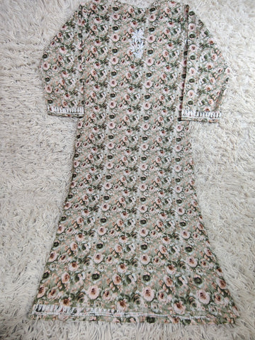 Sage Green Floral Chikankari Embroidered Kurti
