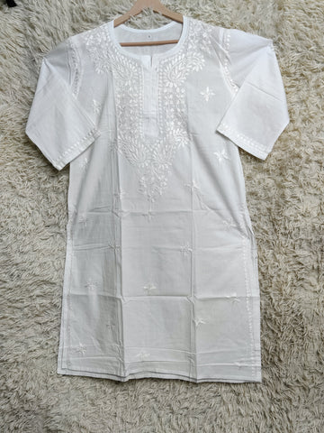Elegant White Chikankari Embroidered Kurti for Women
