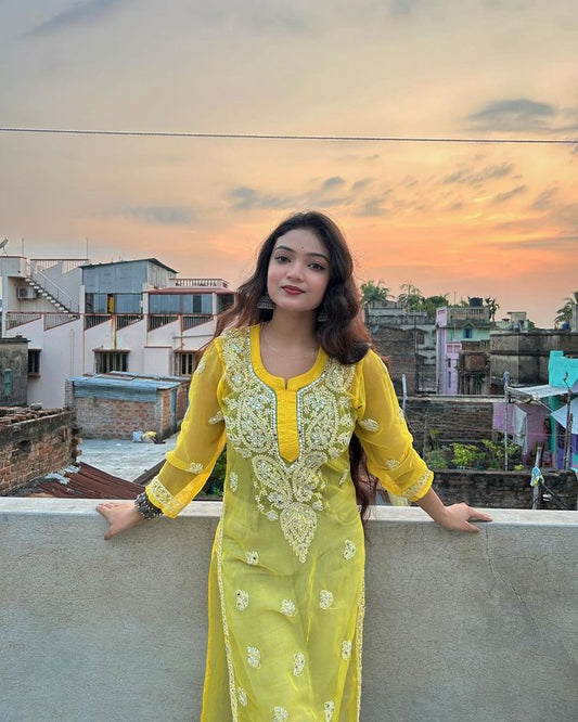 Mustard Yellow Embroidered Kurta – Festive & Elegant Ethnic Wear